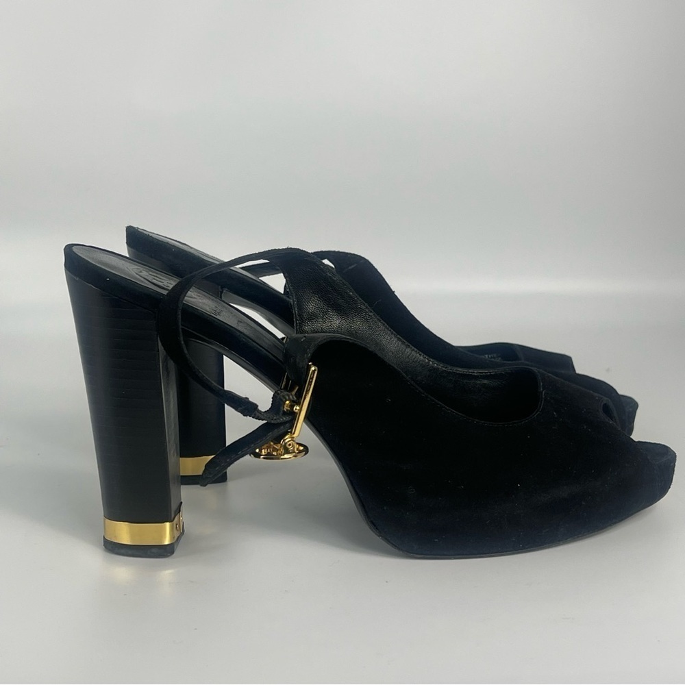 Tory Burch Slingback Heels – Size 9 – Black Suede - Picture 3 of 9